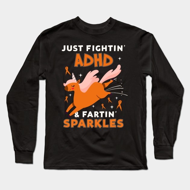 ADHD funny unicorn farting sparkles Long Sleeve T-Shirt by TeesCircle